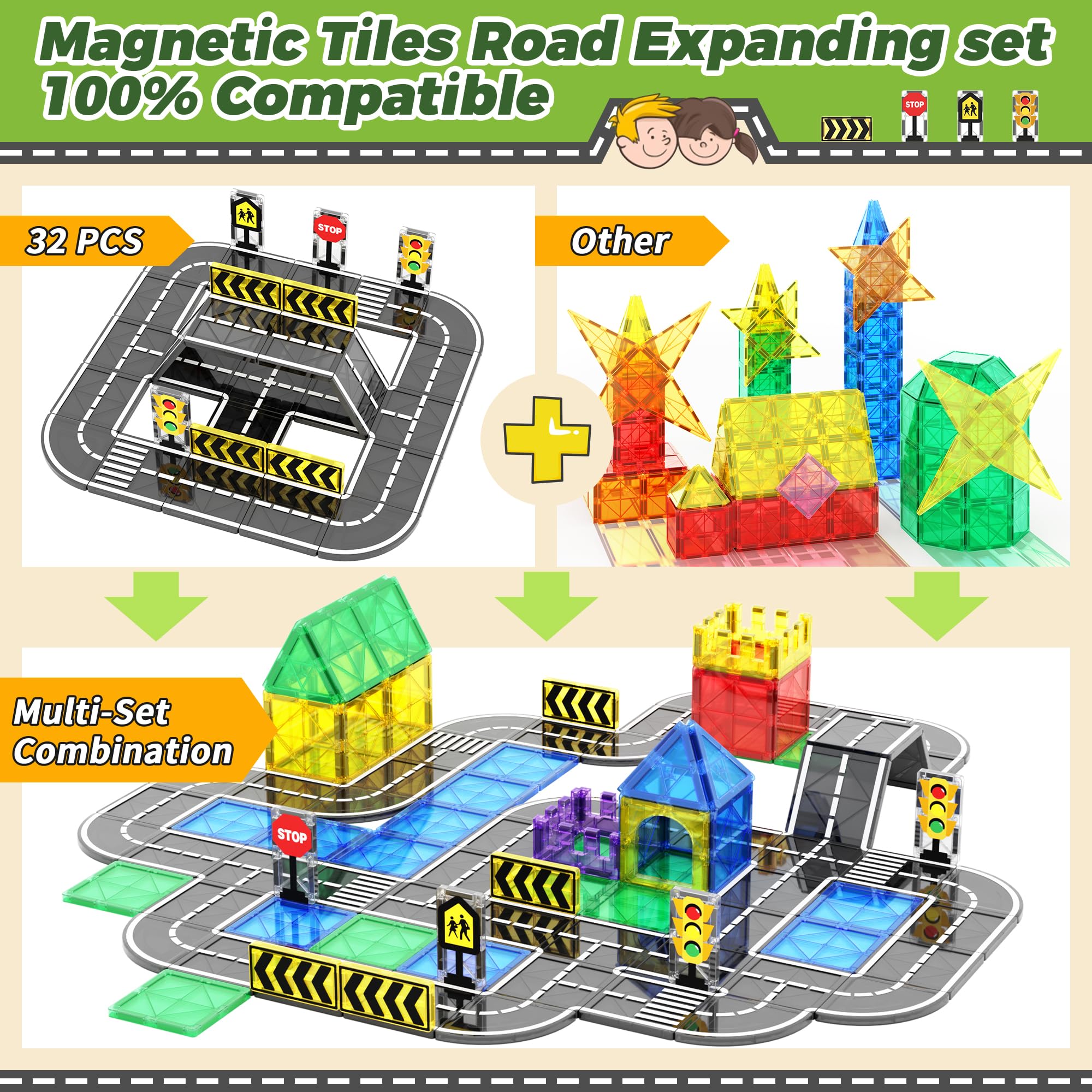 Goodtiles curved road tile for smooth, engaging racing layouts for imaginative play.