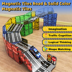 Goodtiles Magnetic Tiles Road Set city street tiles let preschoolers map urban ideas.