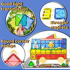 Goodtiles Magnetic Tiles Road Set toddler-safe design supports curious hands during play.