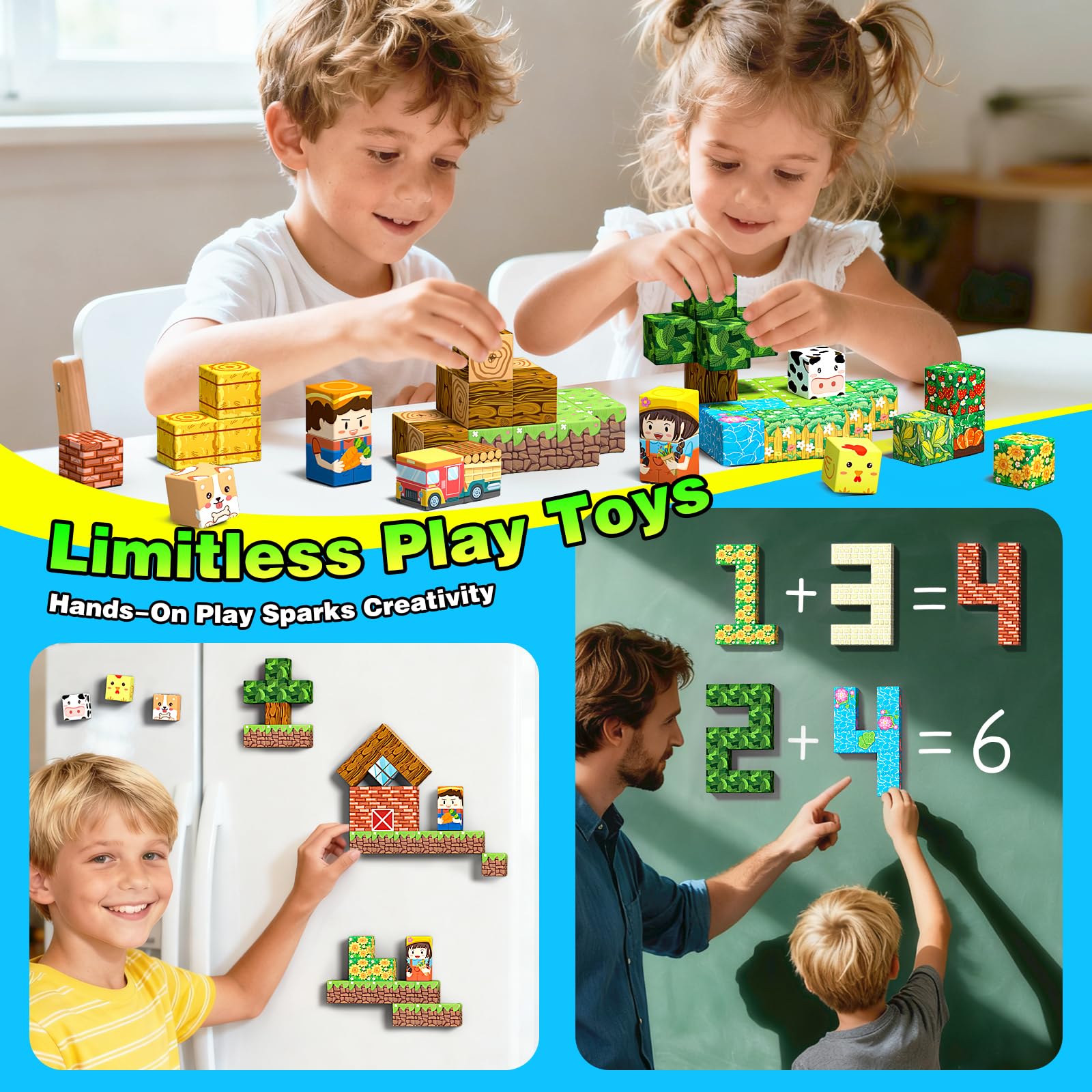 Goodtiles STEM blocks click together to support early problem-solving and shape recognition.