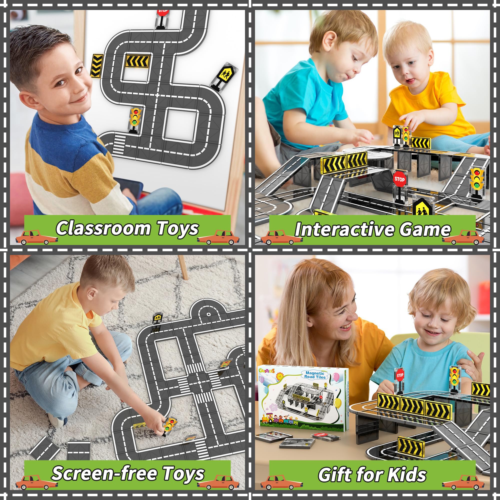 Goodtiles traffic sign tile introduces familiar cues to guide mini drivers.