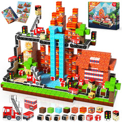 Goody King fire truck magnetic blocks 100-piece set for creative play
