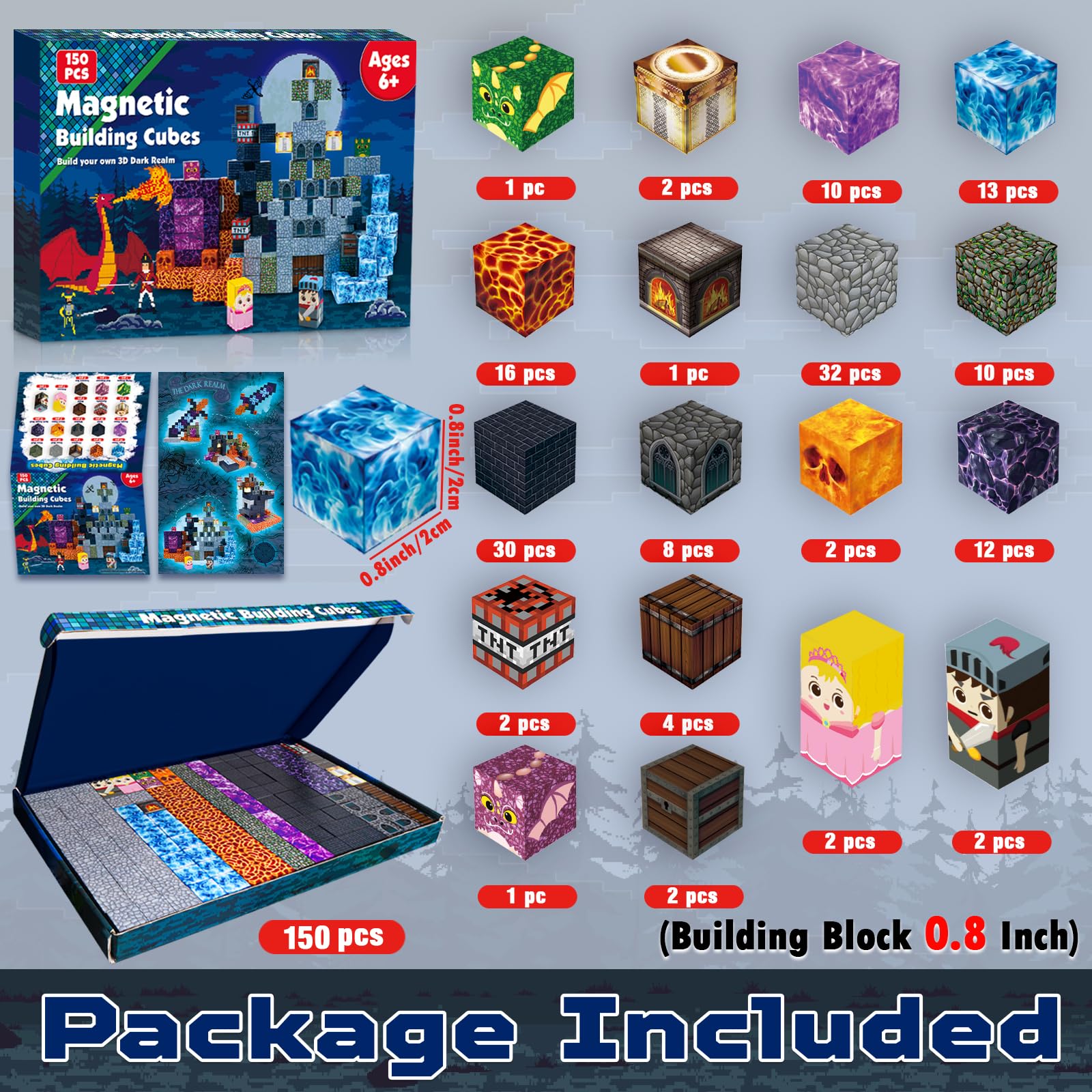 Goody King 150 PCS magnetic blocks in colorful set for hands-on learning