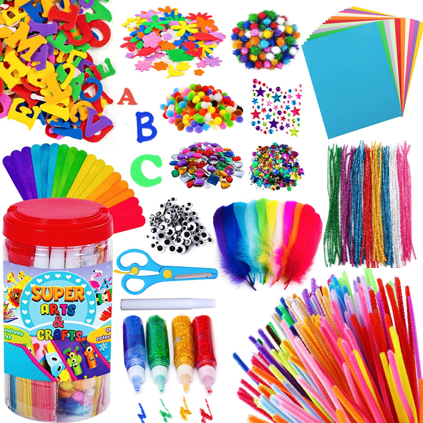 Goody King Arts and Crafts Jar Kit inside view, ideal for kids' DIY projects at home.