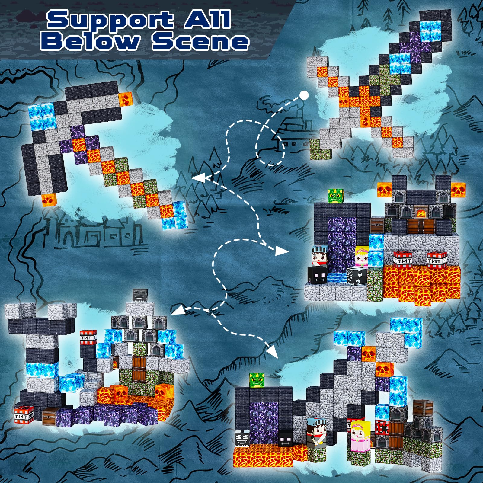 Eight magnets per Goody King block showing strong connectors for sturdy constructions