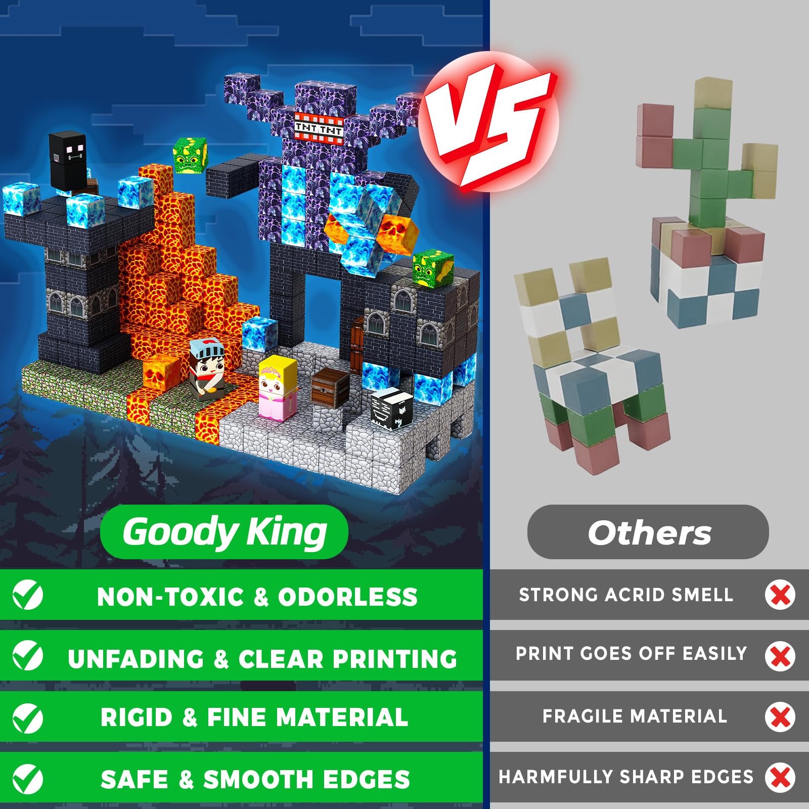 Dark castle build scene using Goody King blocks for family-friendly play