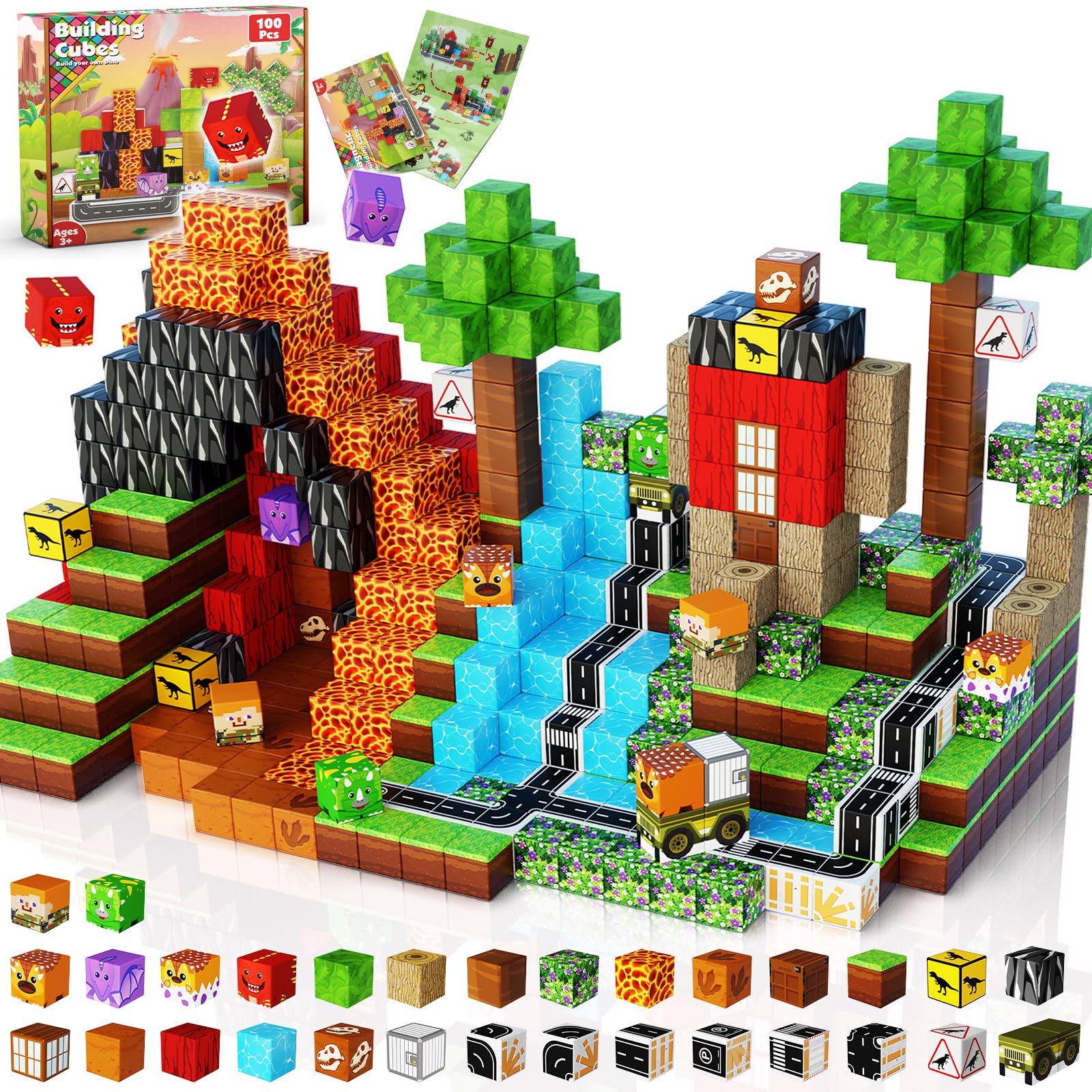 Goody King Dinosaur Volcano Magnetic Blocks for imaginative play and fine motor skills.