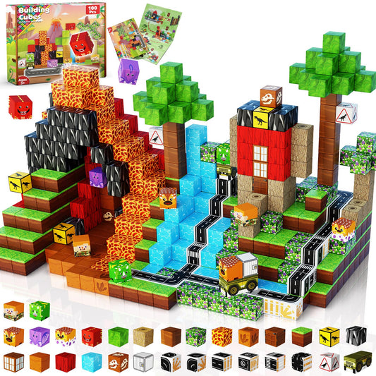 Goody King Dinosaur Volcano Magnetic Blocks for imaginative play and fine motor skills.