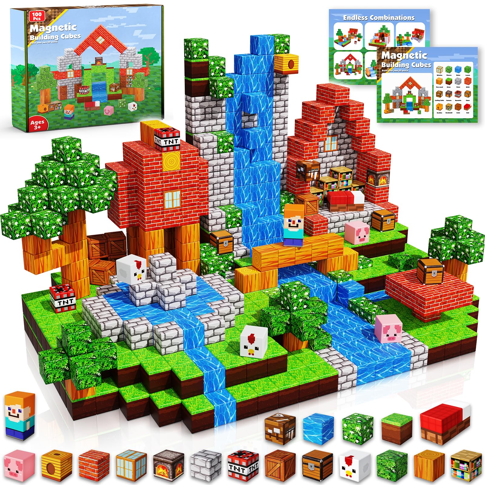 Goody King Magnetic Blocks: 100-cube collection for creative play and STEM learning.