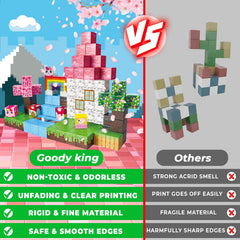 Kids stacking structures with Goody King magnetic blocks.