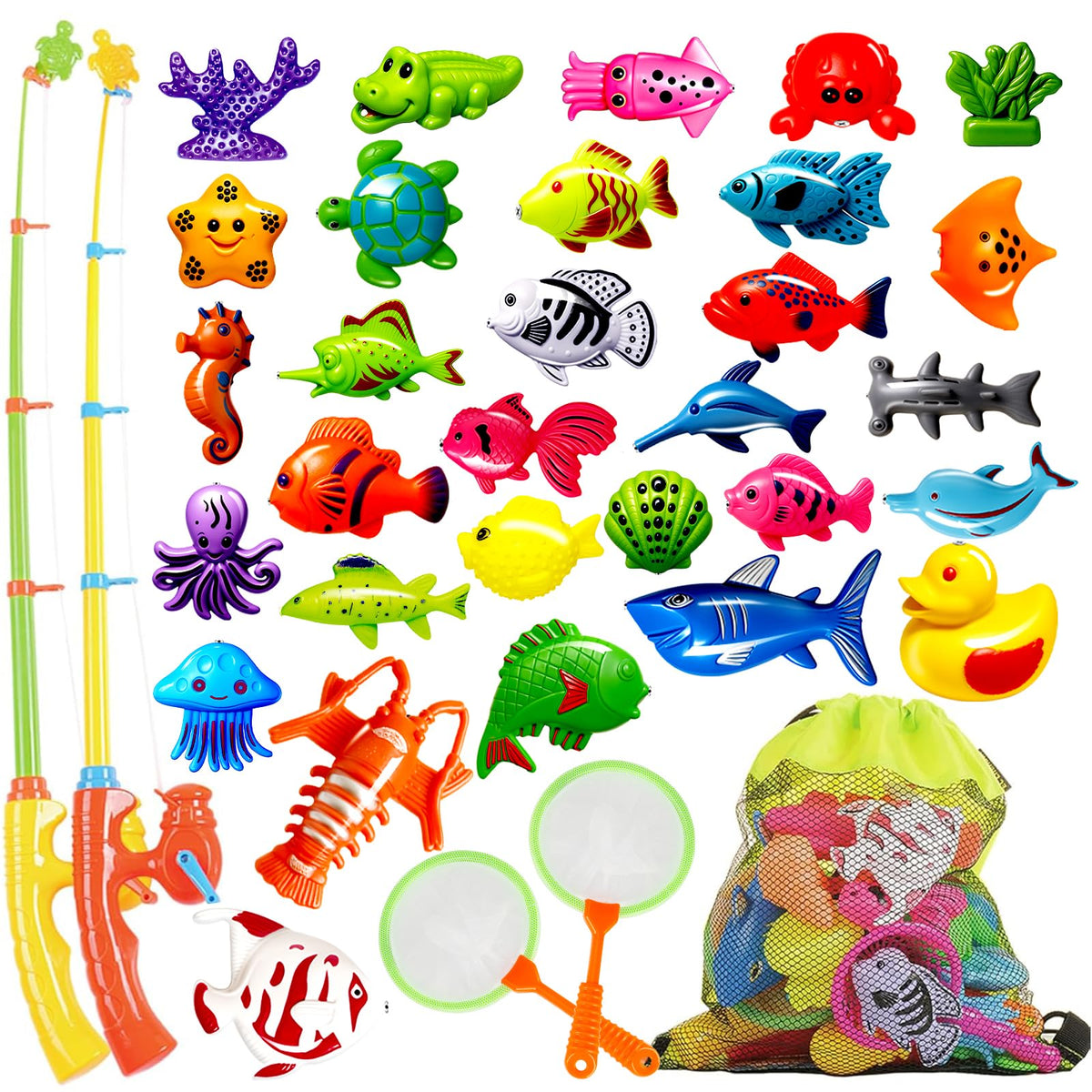 Goody King magnetic rods enhance kids' fishing game and hand-eye coordination.