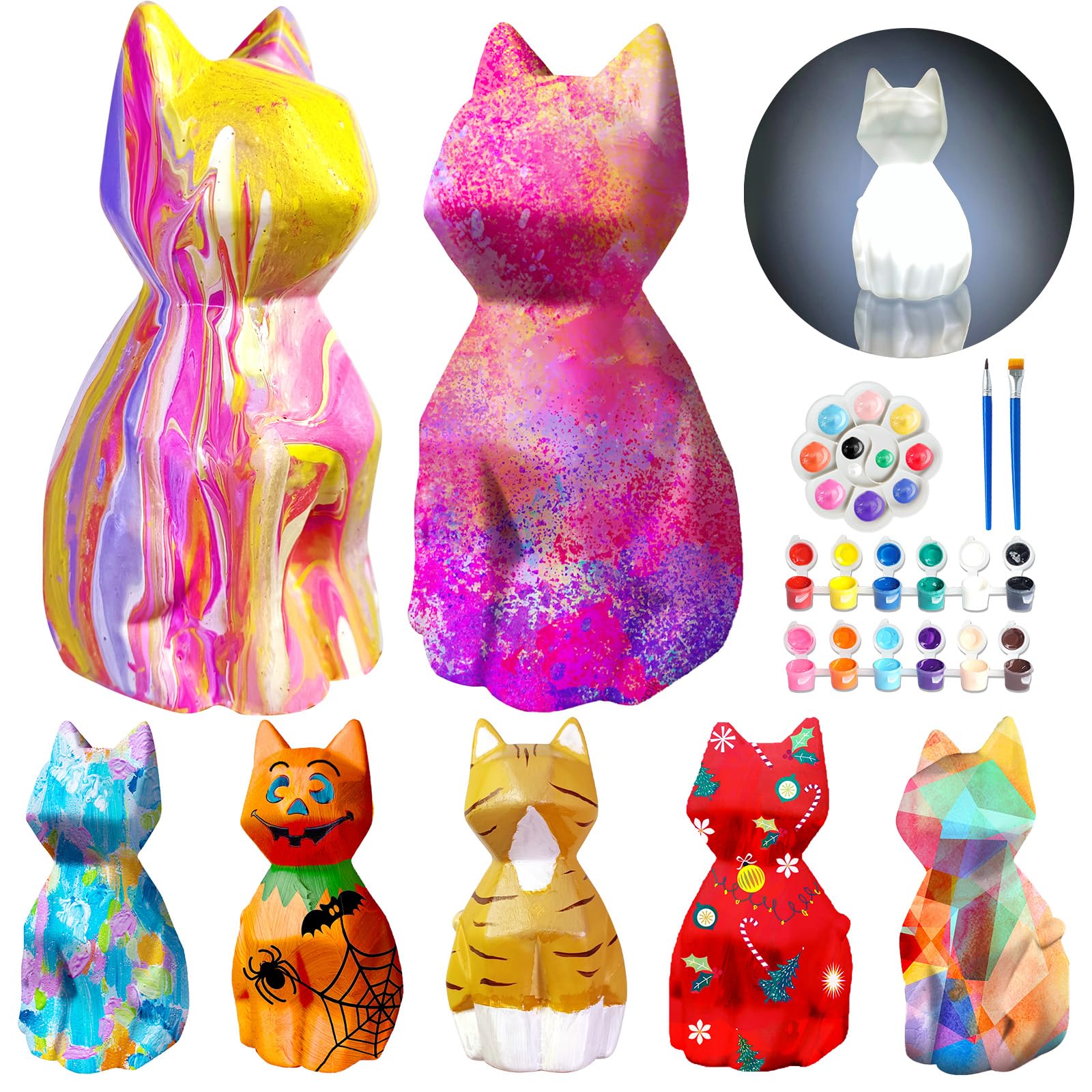 Goody King Paint Your Own Cat Lamp Kit with two lamps for creative painting and room lighting.