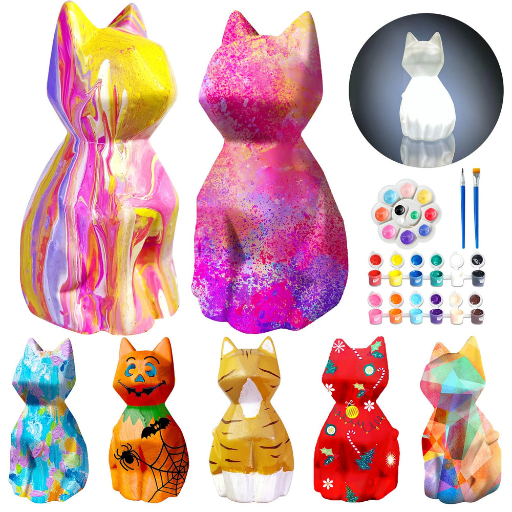 Goody King Paint Your Own Cat Lamp Kit with two lamps for creative painting and room lighting.