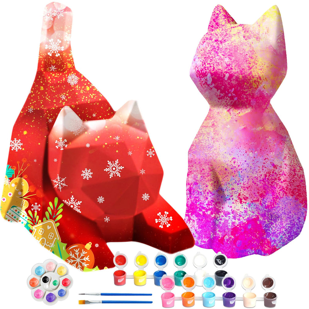 Goody King Paint Your Own Cat Lamp Kit — two lamps ready for painting and display