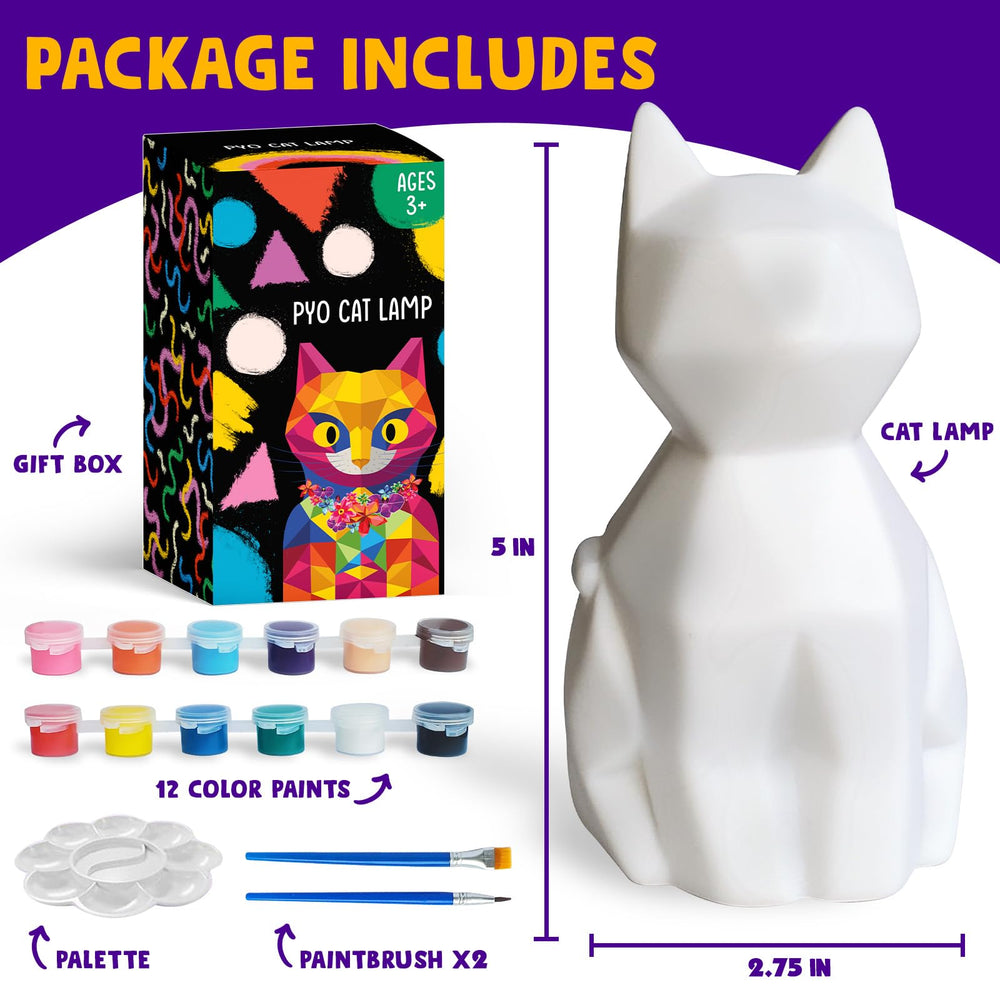 Goody King Paint Your Own Cat Lamp kit palette and colors for vibrant art.
