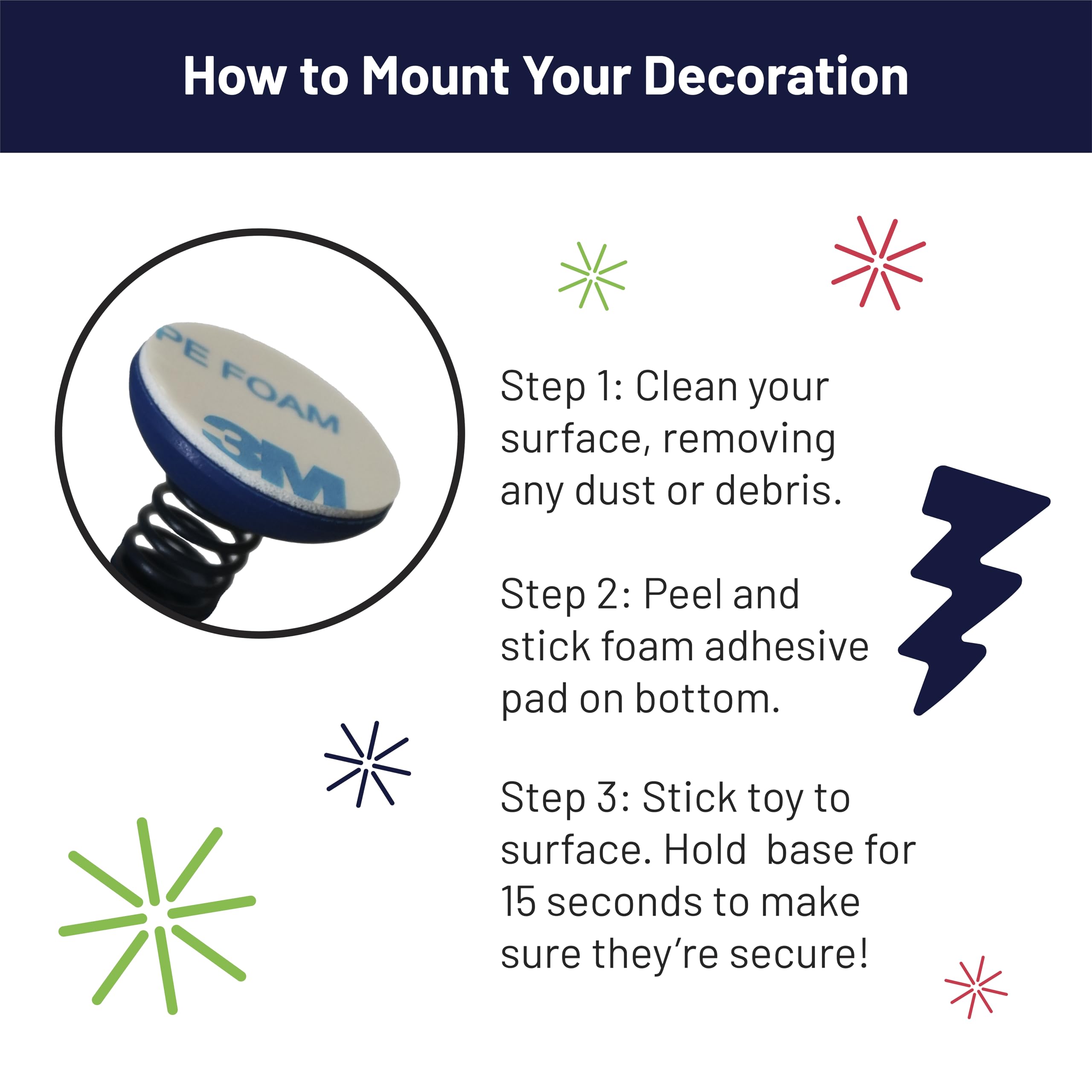 GOOFBALLS adhesive pad setup keeps the figure secure on smooth surfaces