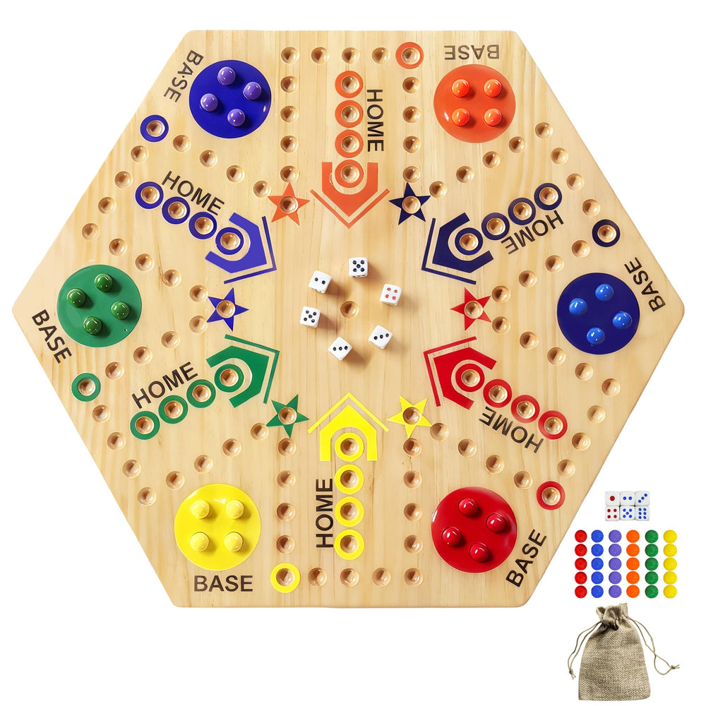 Googgoing marble board game on a double-sided wooden board for versatile play
