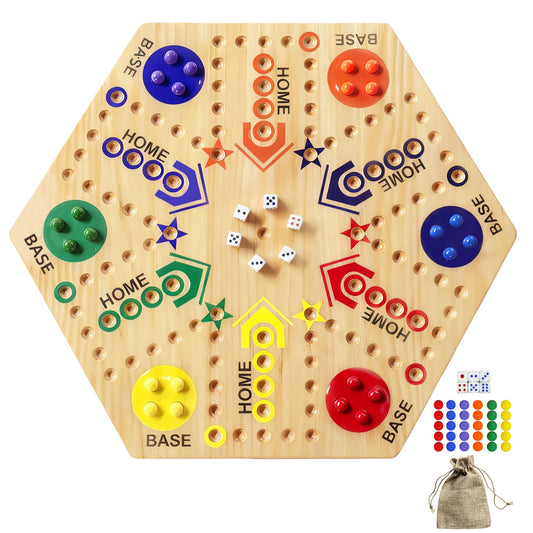 googgoing wooden board game double-sided for versatile play with 2–6 players