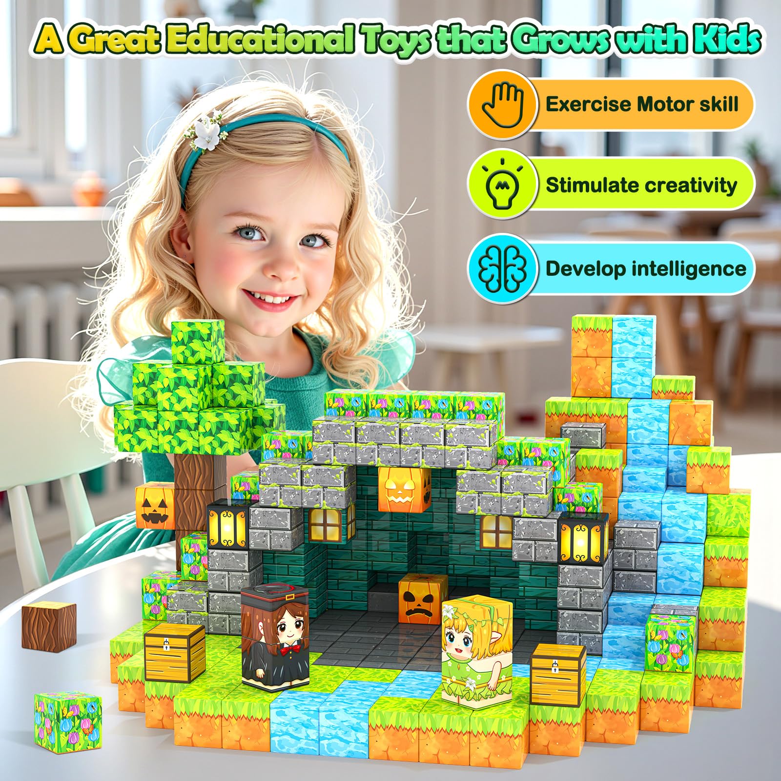 Gooidea educational sensory toys promote exploration, color recognition, and problem-solving through hands-on building.