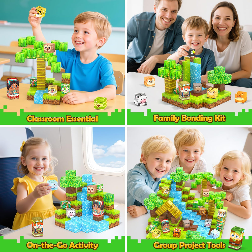 Gooidea Jungle Adventure colorful blocks showcase UV-printed magnets for vibrant, durable play.