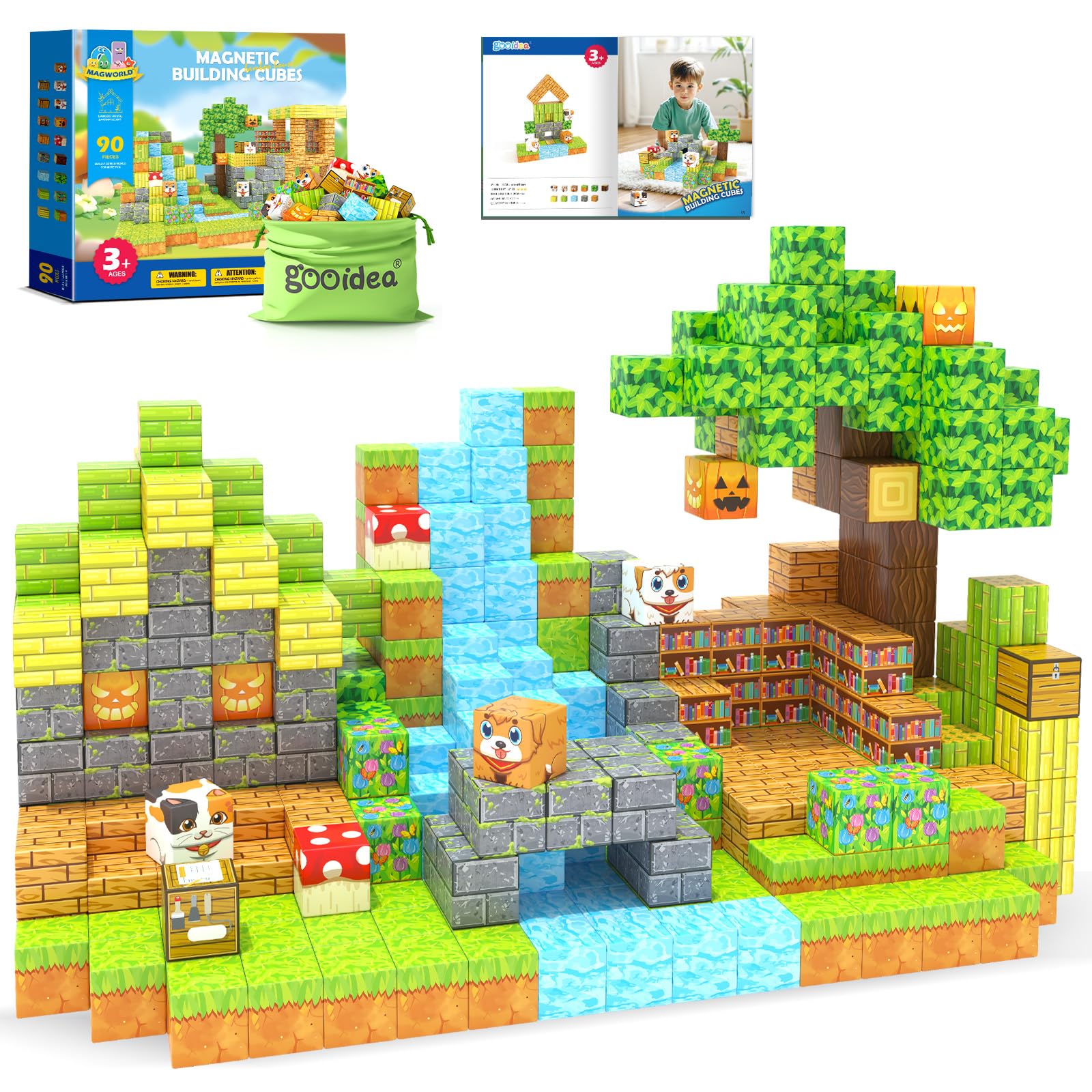 Gooidea large magnetic blocks assembly promotes imaginative building and steady hand-eye coordination.