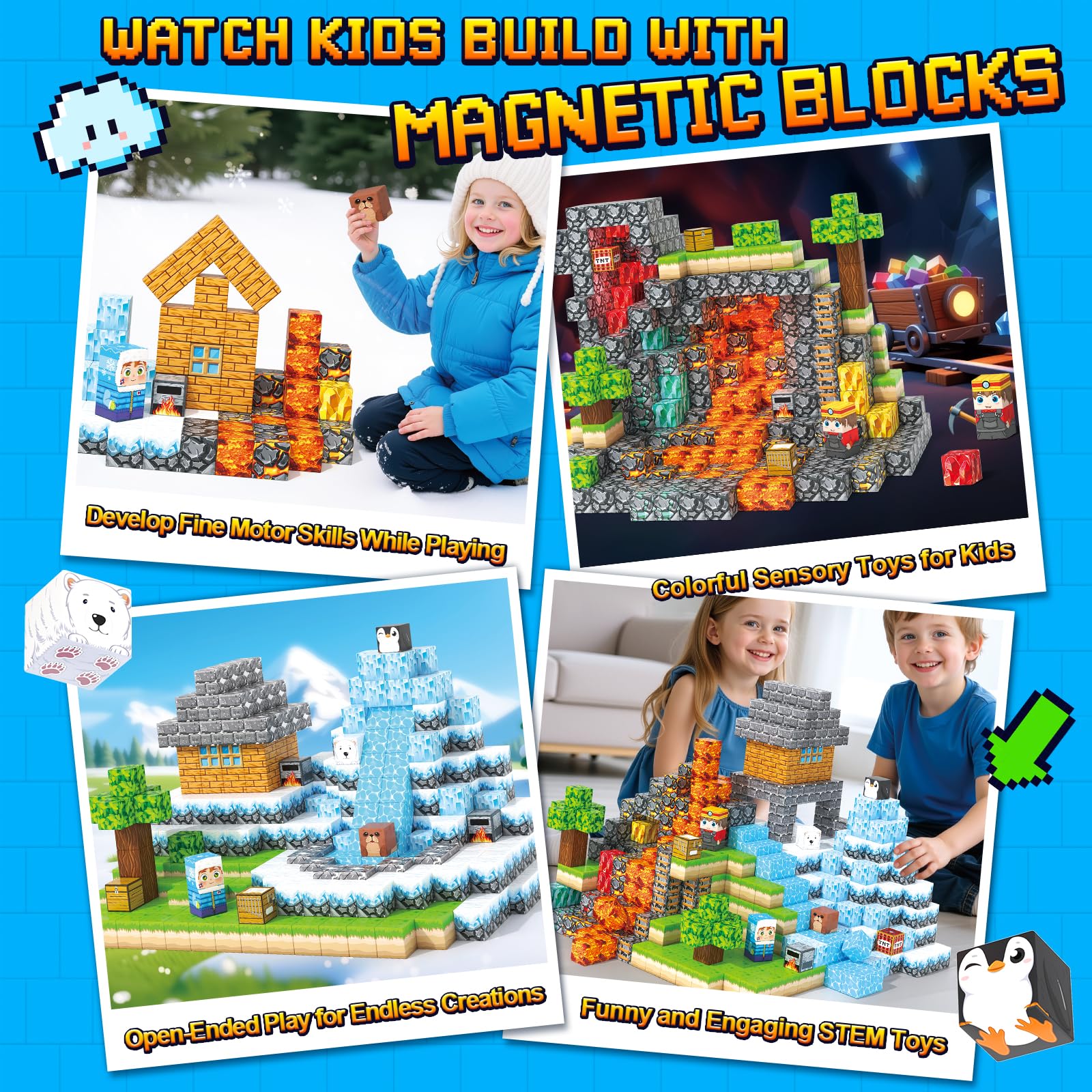 Kids explore creativity with Gooidea blocks for endless building ideas.