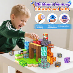 Gooidea magnetic blocks with treasure chests promote collaborative building.