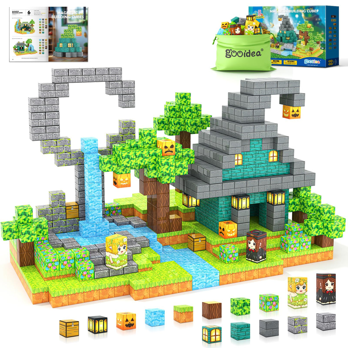 Gooidea Mine Magworld enchanted set cubes demonstrate castle construction for imaginative play and motor skill development.