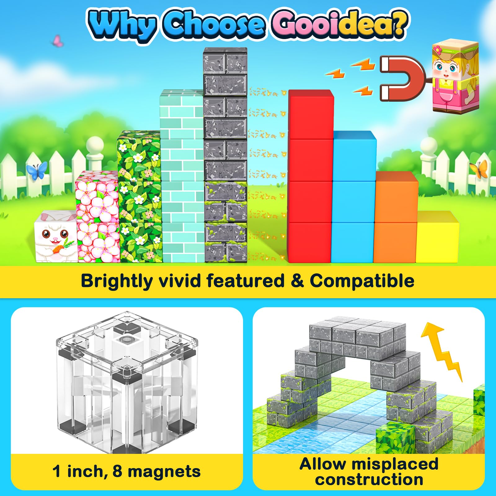 Gooidea UV-printed blocks enhance vivid visuals and engaging construction experiences.