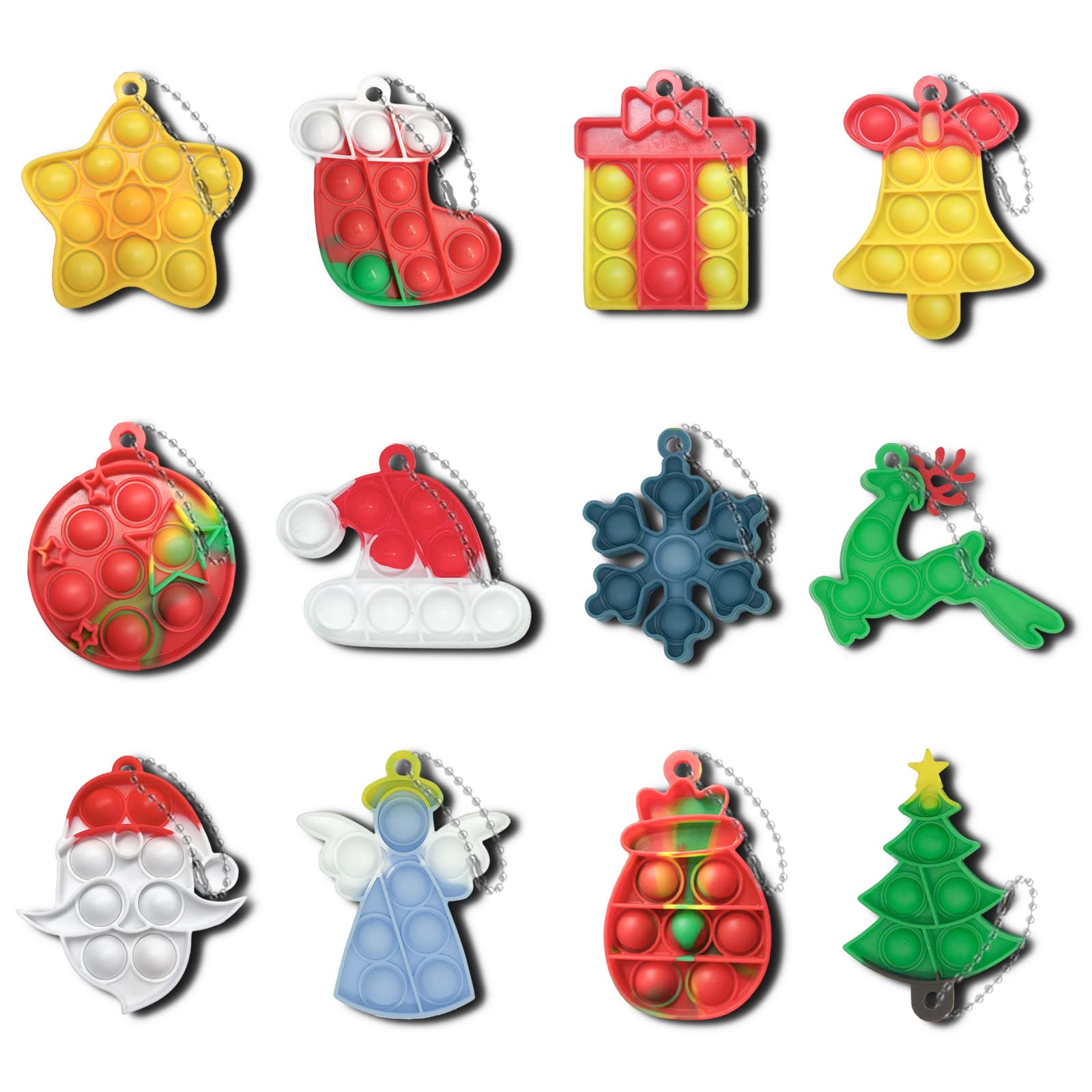 GooKit Christmas mini pop keychain toy, bright colors for quick on-the-go stress relief.