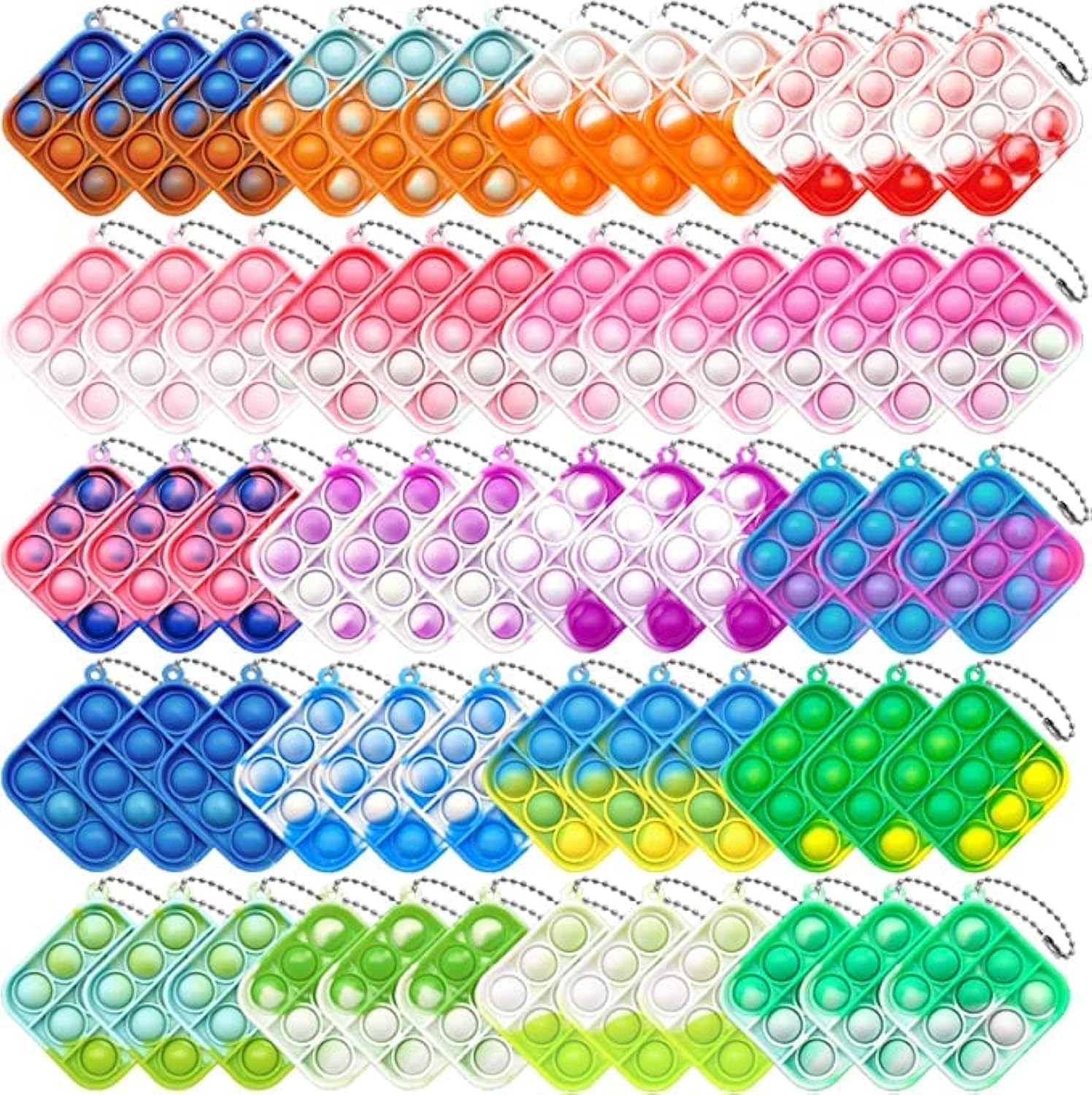 GooKit Christmas mini pop push it keychain closeup showing soft silicone texture for on-the-go stress relief.