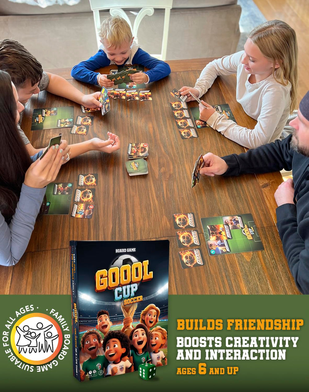 GOOOL CUP Soccer Board Game dice ready for action and strategy