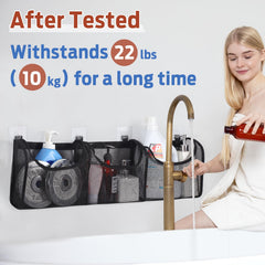 Goowin bath toy storage in black blends with modern bathrooms