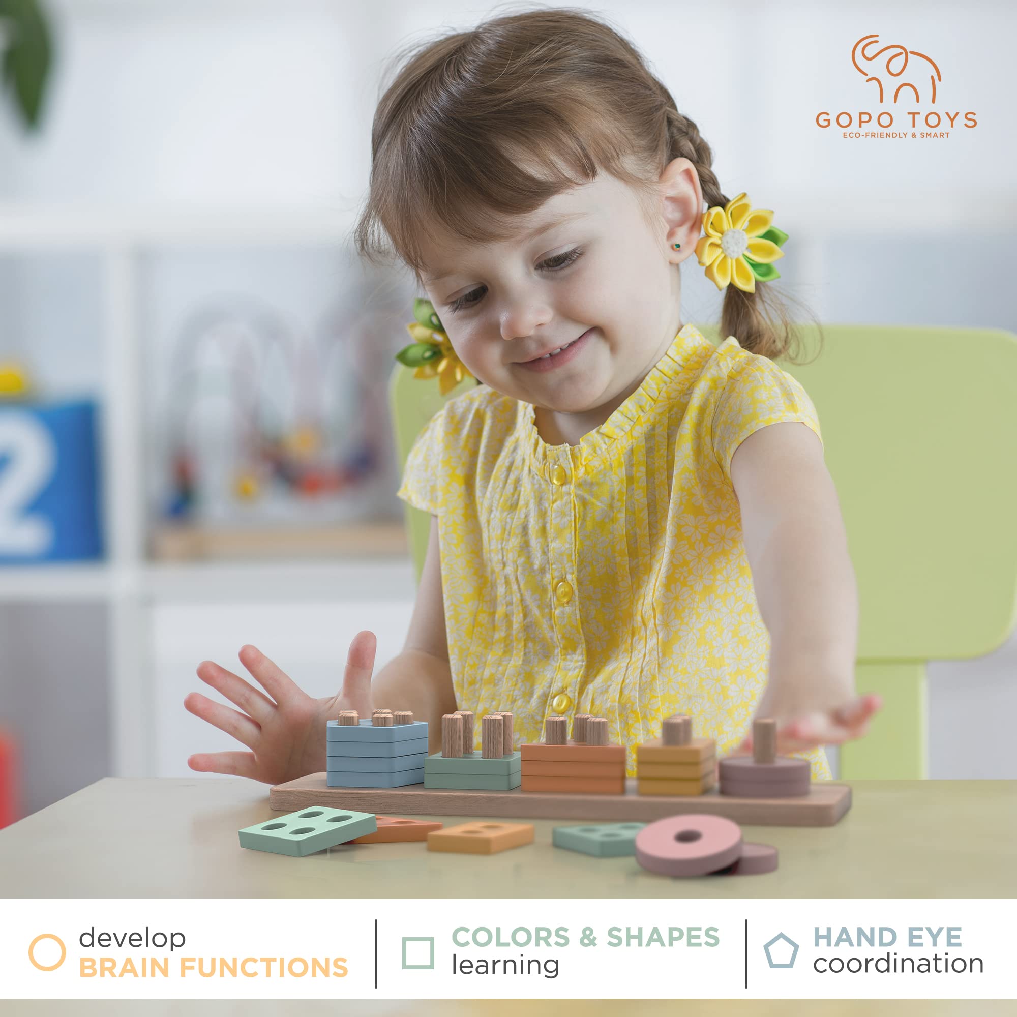 GOPO TOYS safe non-toxic finish ensures child-friendly wooden toy play.