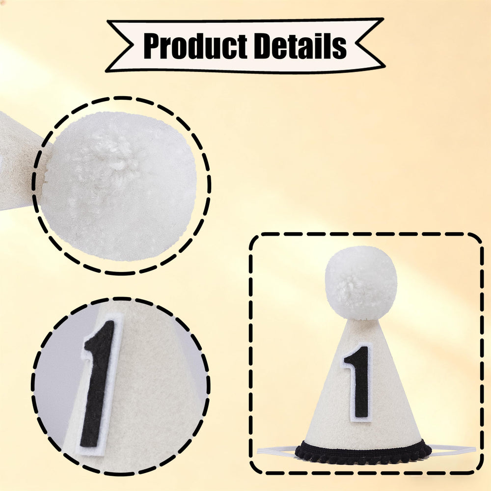 GORNZX black and white felt crown hat for elegant party styling
