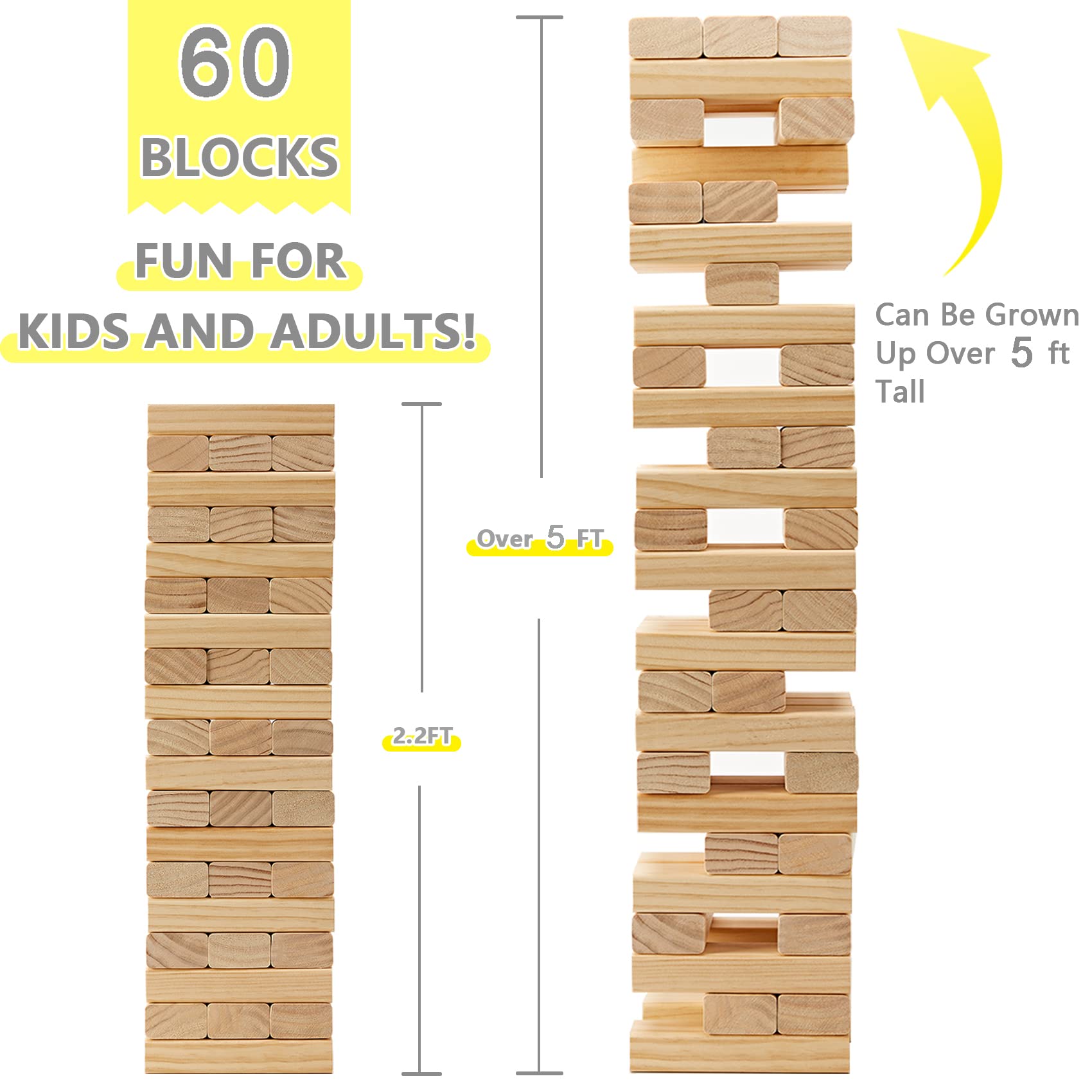 GOROCK Giant Tumble Tower dice scoreboard: adds friendly competition to family game nights.