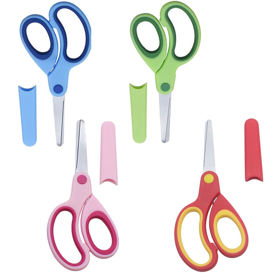 Gorofit left kids scissors with left-handed blades and blunt tip for safe use.