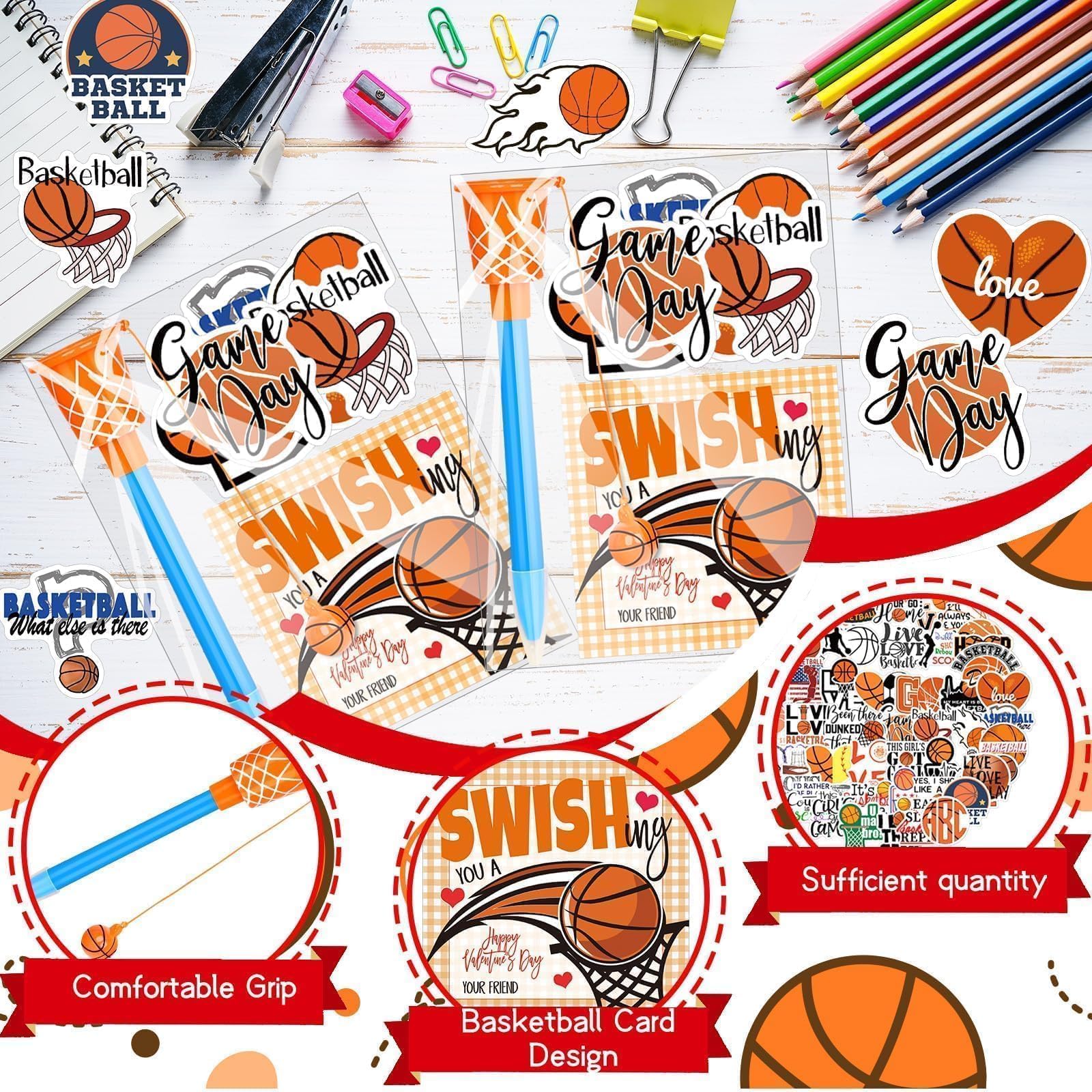 Gosodeny basketball cards and party favors enhance Valentine’s events with themed keepsakes.