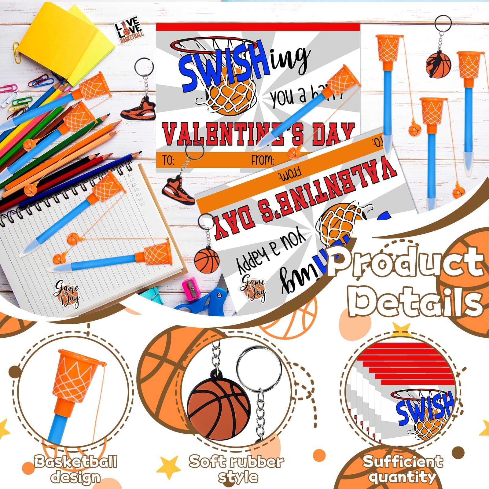 Gosodeny basketball stickers add color and flair to gifts.