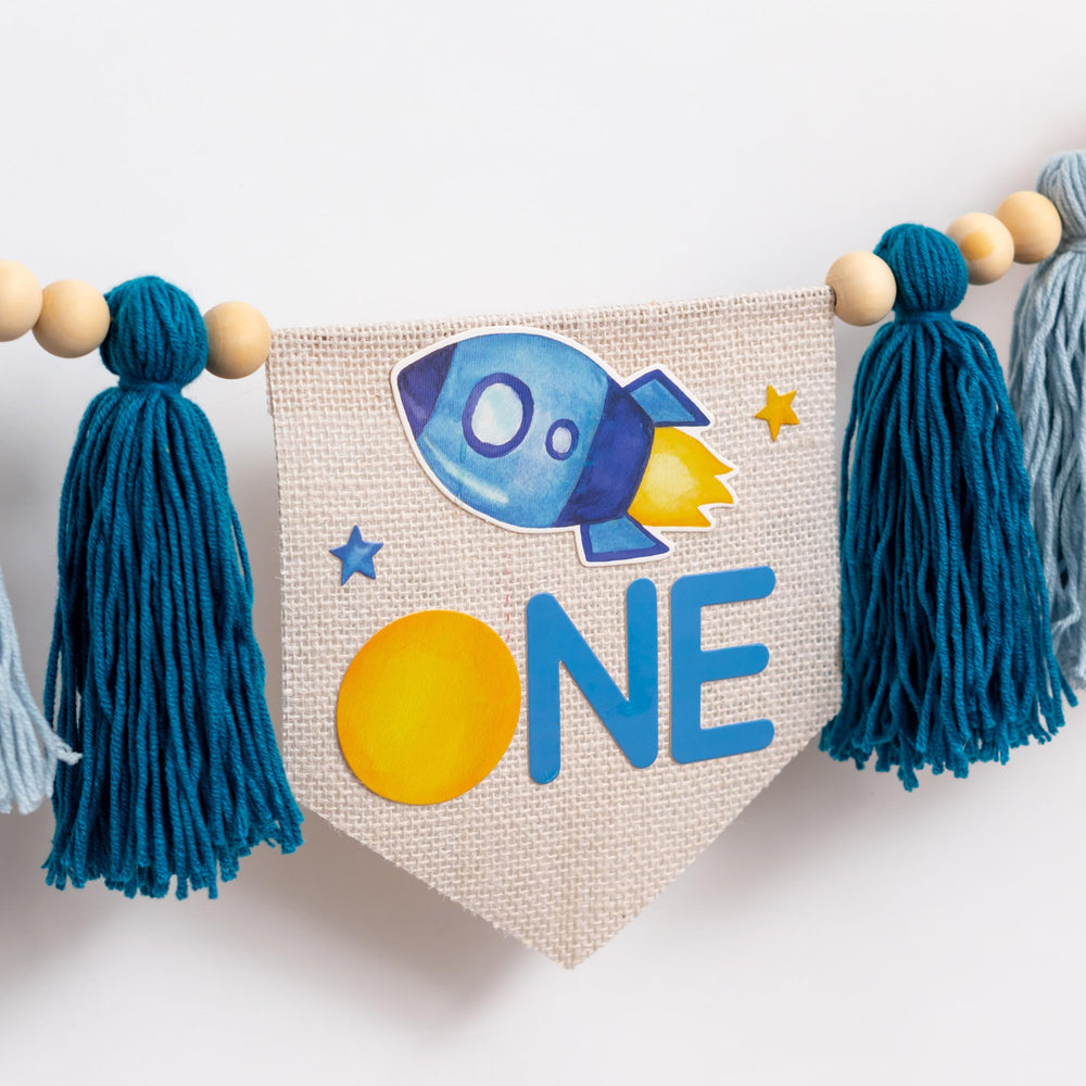 Gostman Outer Space One high chair banner galaxy decor for memories.