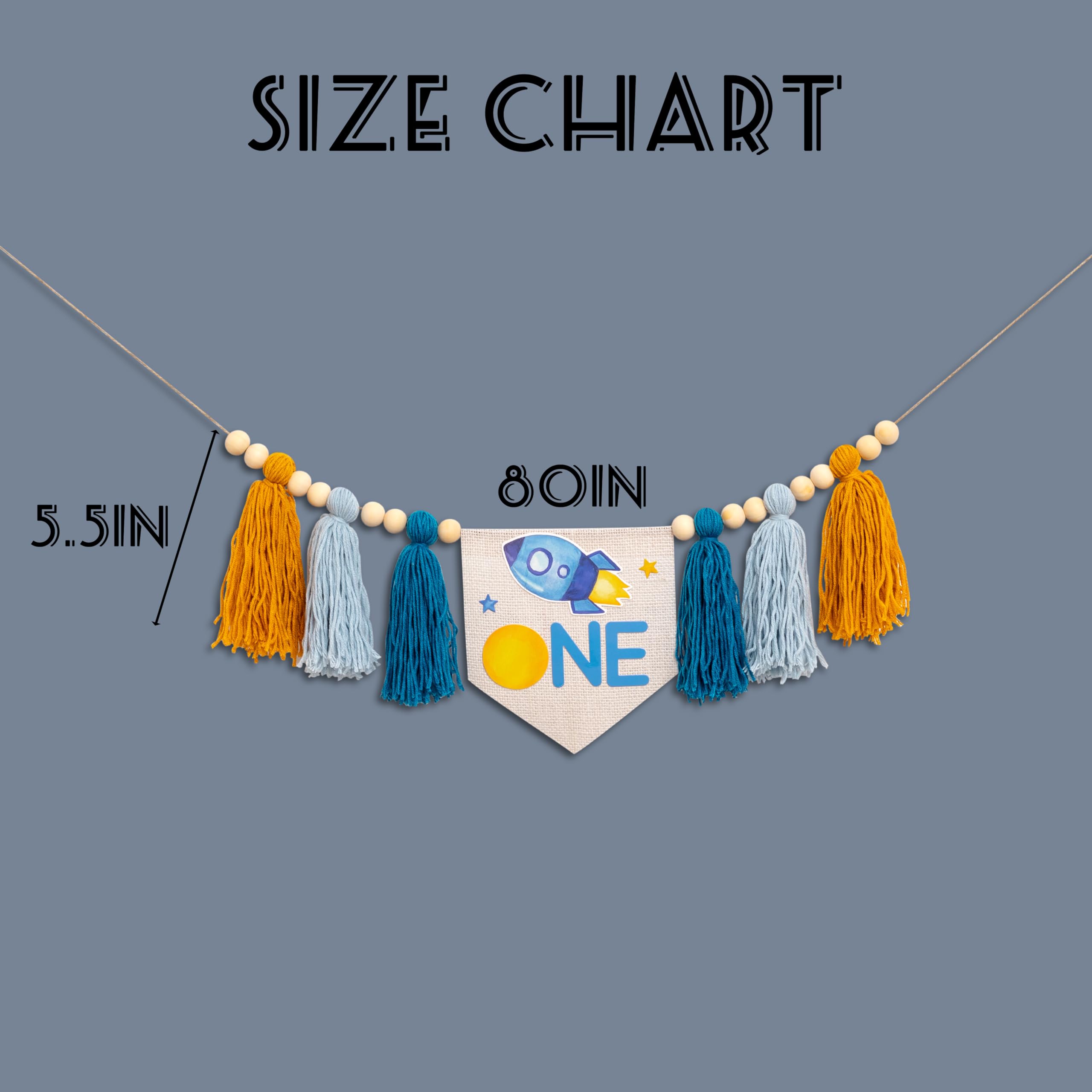 Gostman Outer Space One high chair banner stars and planets for festive decor.