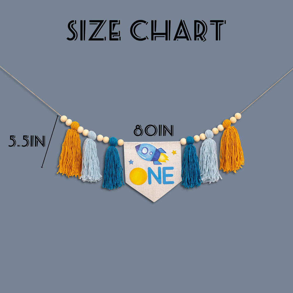 Gostman Outer Space One high chair banner stars and planets for festive decor.