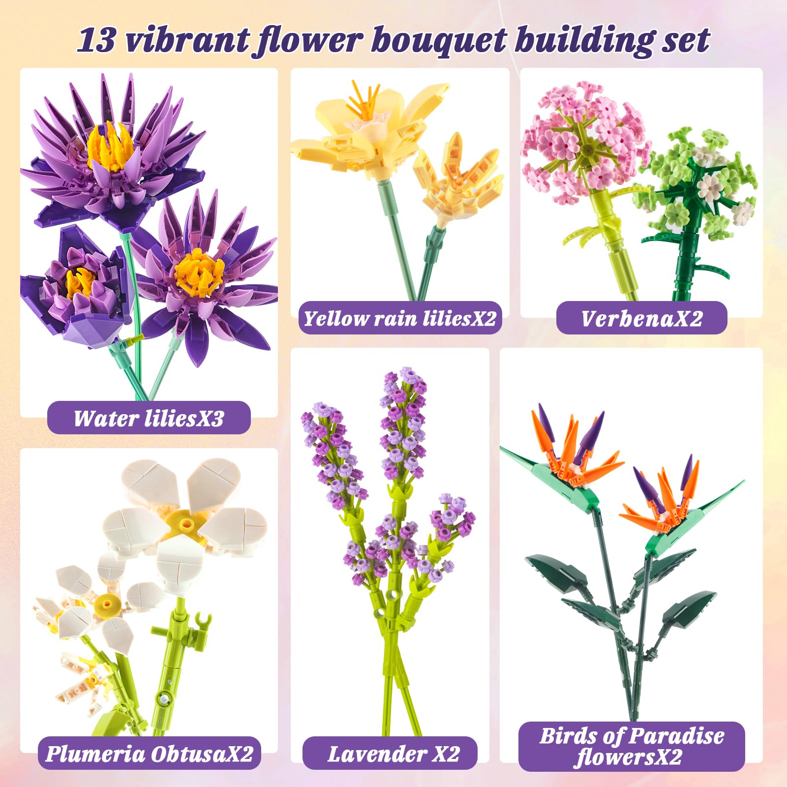 GoStock Flower Bouquet Building Set assembly steps enable an easy DIY project