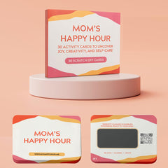Display of 30 scratch-off activities inspiring mom relaxation and joy.