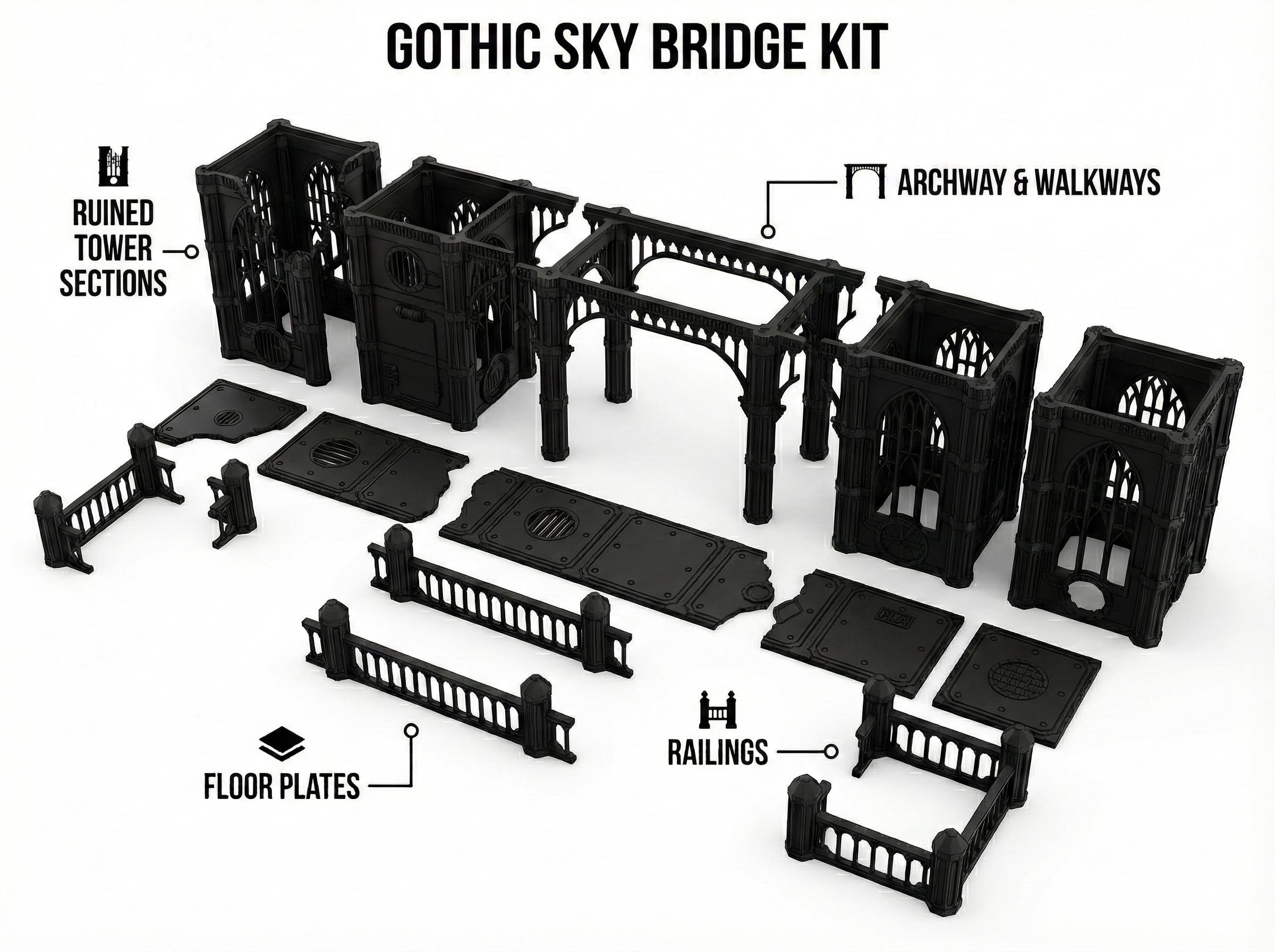 Gothic Sector Terrain Set broken bridge span provides focal point and terrain break for 28mm battles