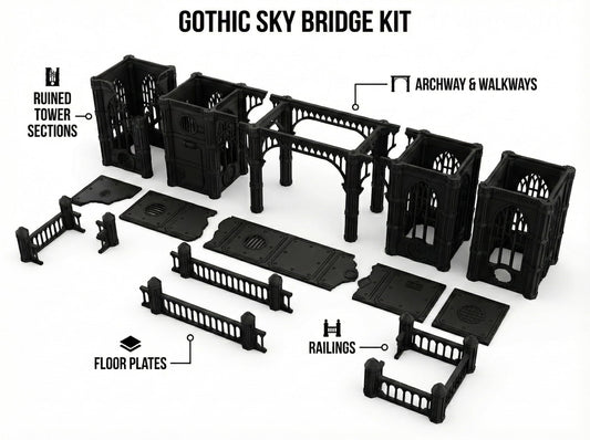 Gothic Sector Terrain Set broken bridge span provides focal point and terrain break for 28mm battles