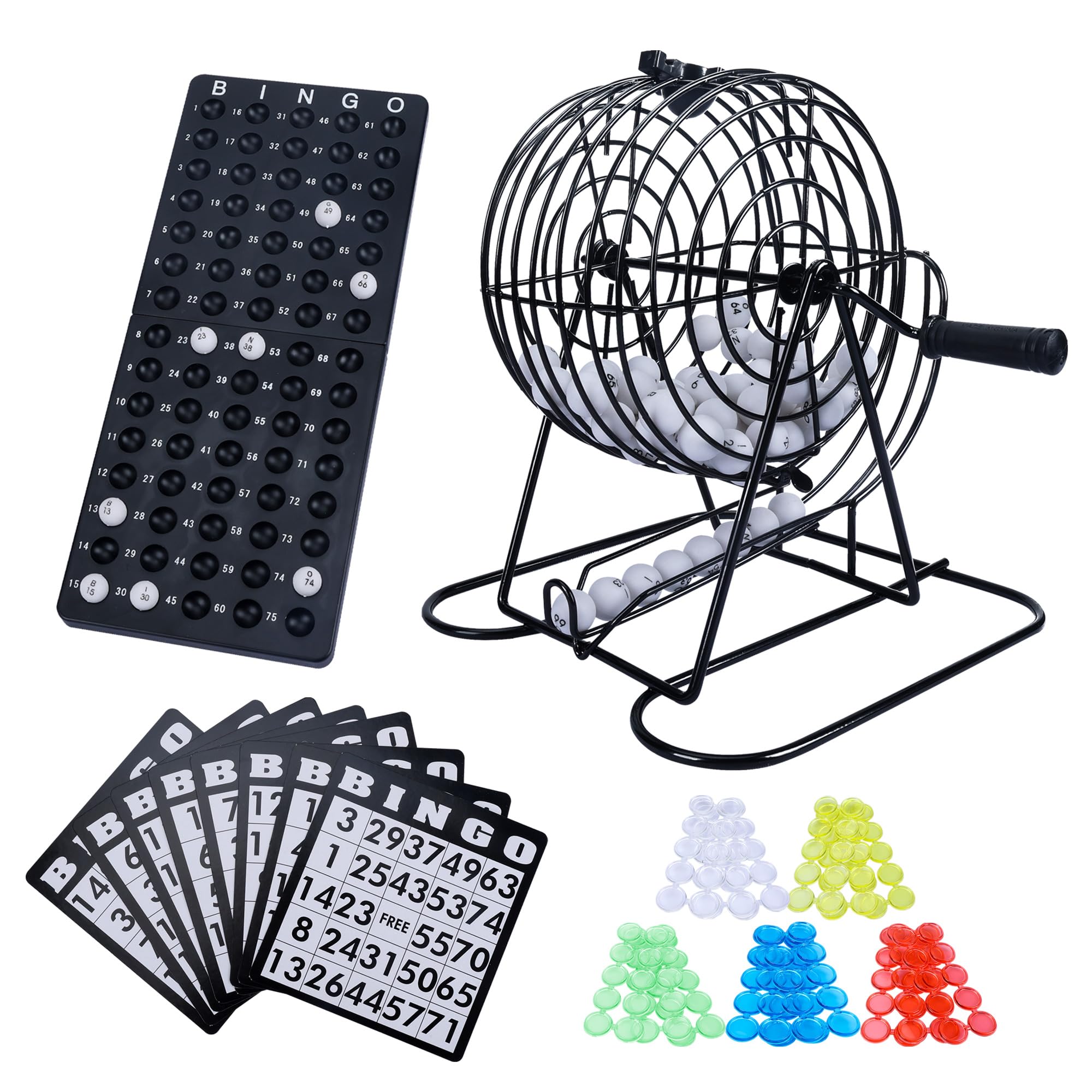 GOTHINK bingo cage 8in steel rotary for smooth, reliable draws at family game night.