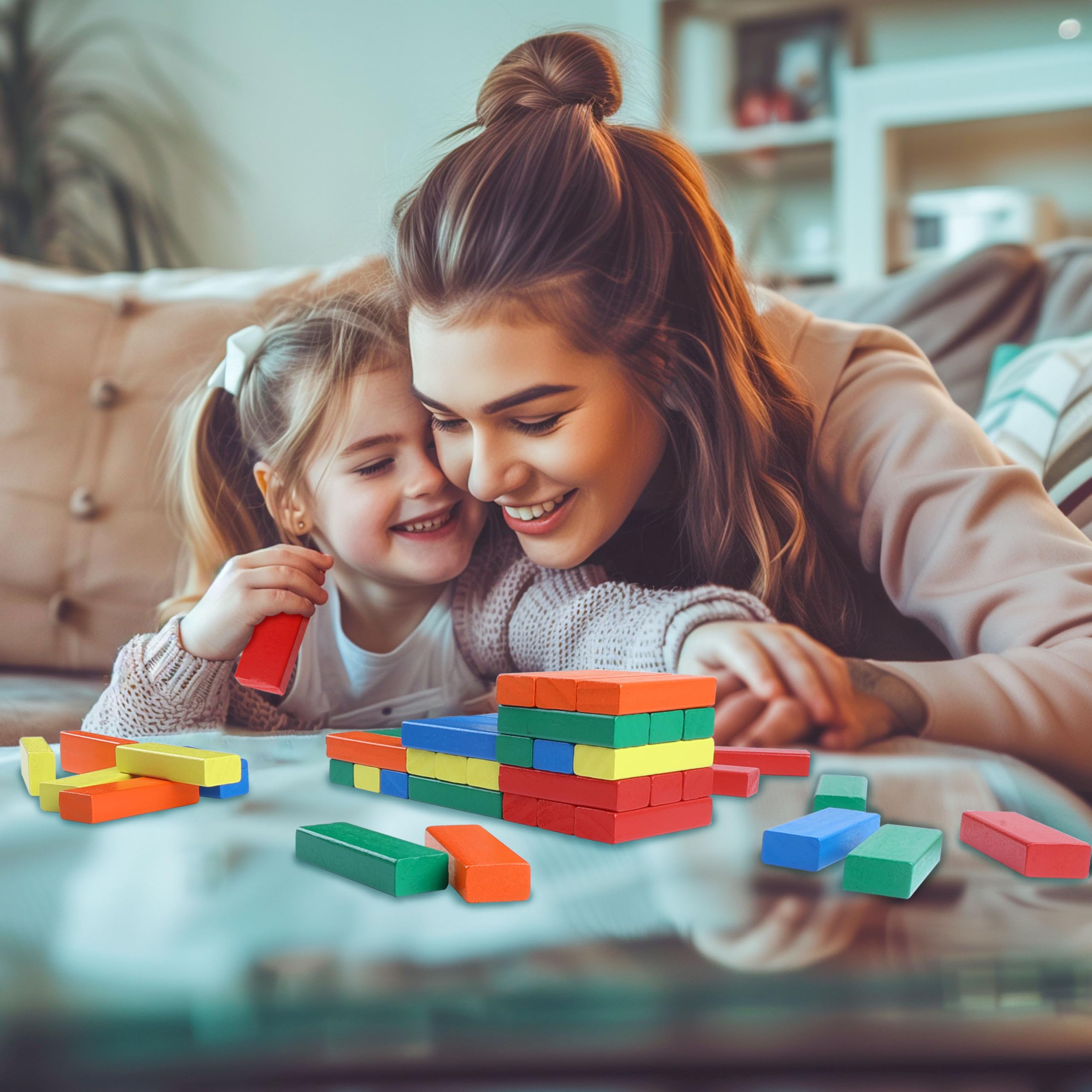 GOTHINK family game night setup with blocks