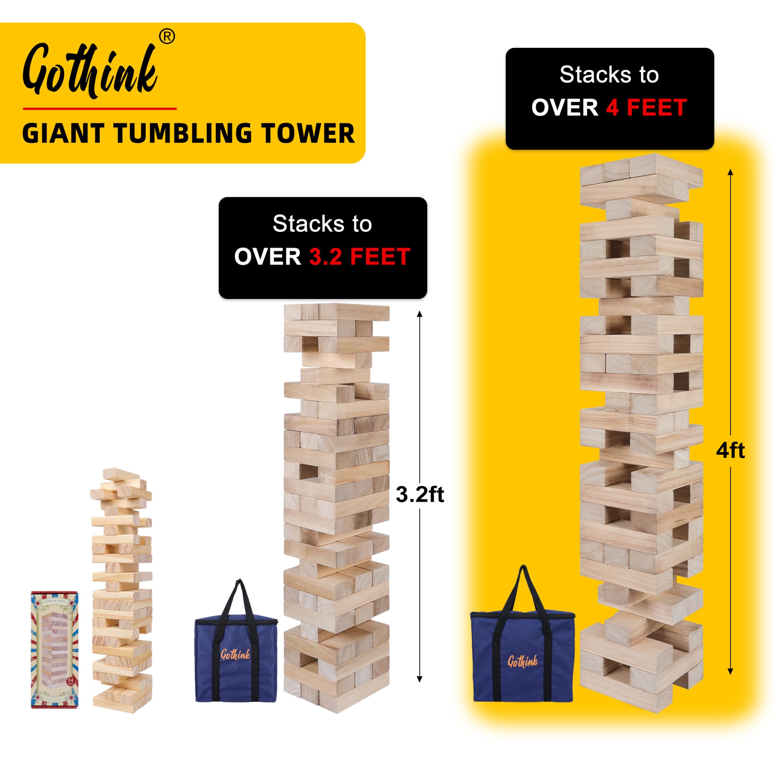 GOTHINK Giant Tumble Tower family game night in backyard