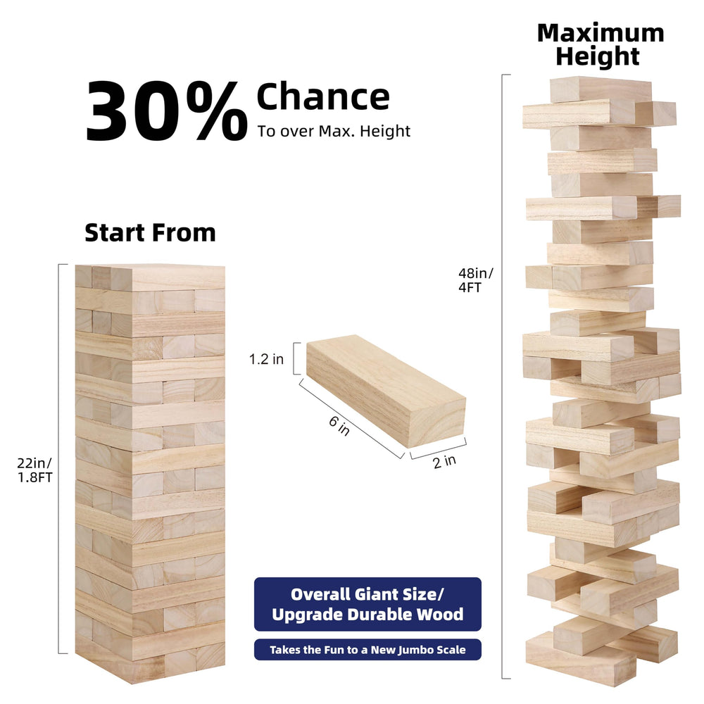 GOTHINK Giant Tumble Tower full height view shows tower over four feet